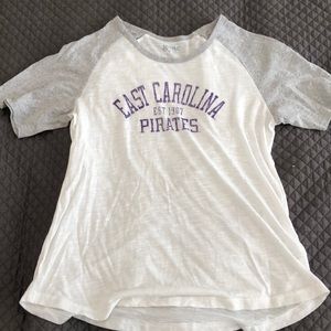 Gray, white, and purple shirt